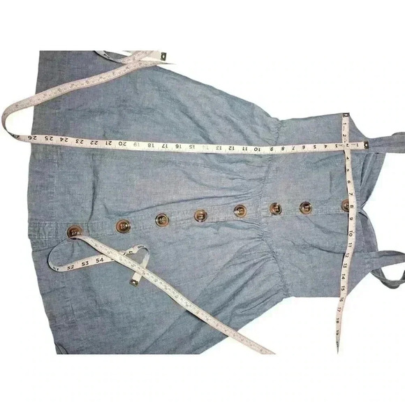 Free People Carolina Chambray Mini Dress denim button down size 6 academia - Picture 8 of 12